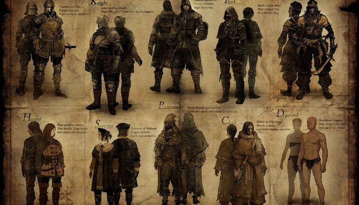 Artwork wallpaper de los personajes de Dark Souls